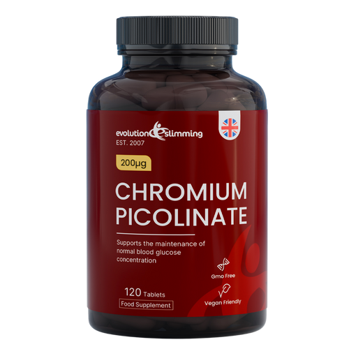 Evolution Slimming Chromium Picolinate 200µg bottle with 120 vegan tablets