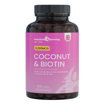 Evolution Slimming Coconut Oil and Biotin tablets supplement bottle