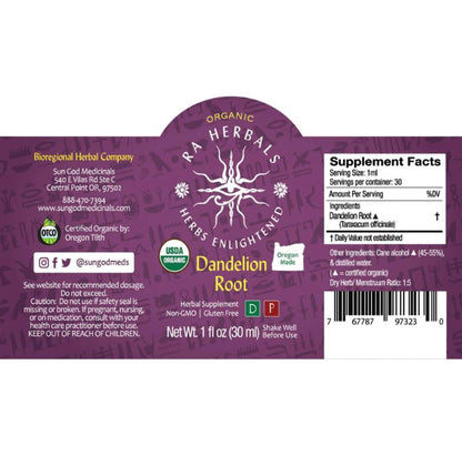 Sun God Medicinals Organic Dandelion Root Tincture – 30ml