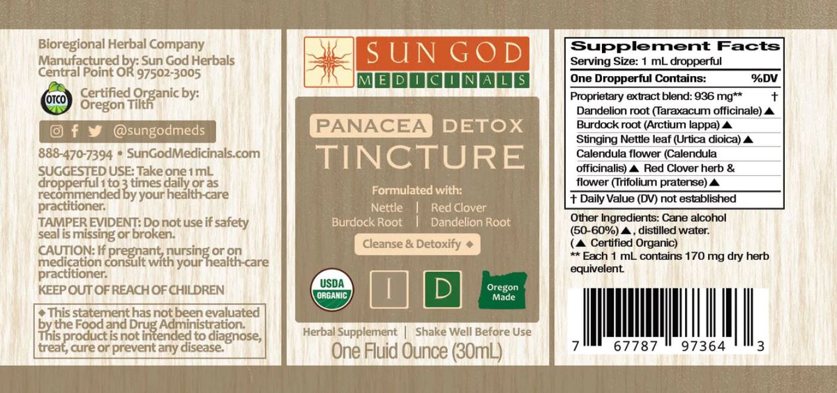 Sun God Medicinals Panacea Botanical Blend Organic Herbal Tincture – 30ml