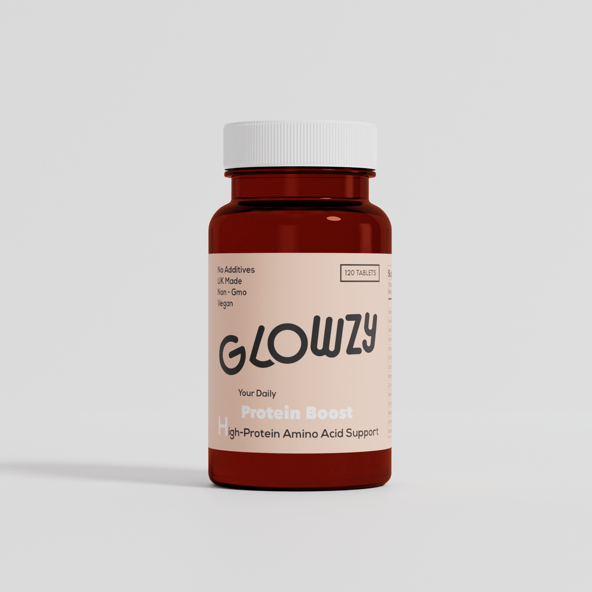 Glowzy Protein Boost – 120 Tablets – tablet bottle