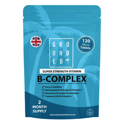 Grounded B Complex with Vitamin C – 120 Tablets – front of 120-tablet pouch