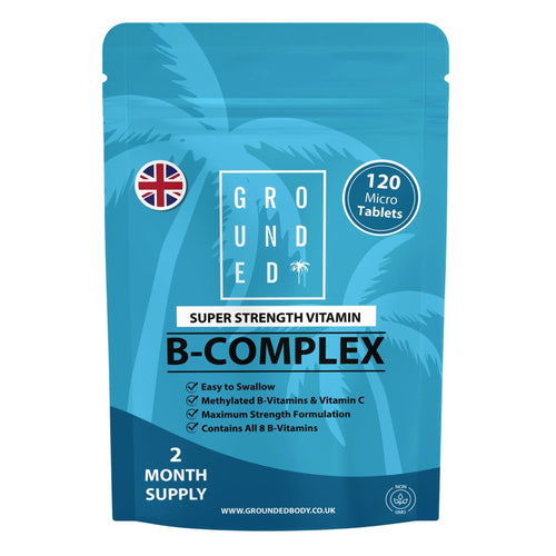 Grounded B Complex with Vitamin C – 120 Tablets – front of 120-tablet pouch