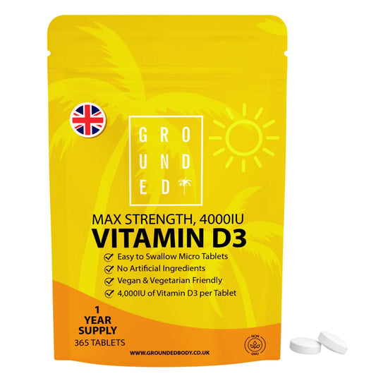 Grounded Vitamin D3 4000 IU – 365 Tablets – front of 365-tablet pouch