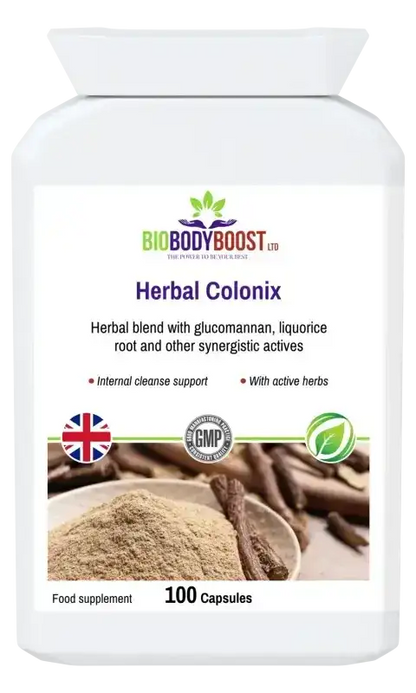 BioBodyBoost Herbal Colonix Botanical & Fibre Blend – 100 Capsules – product packaging, view 1