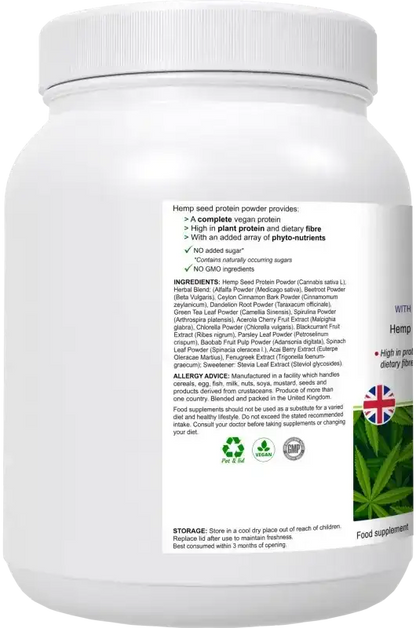 BioBodyBoost HyperHemp Hemp Protein & Botanical Blend – 500g – product packaging, view 3