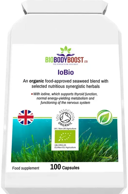 BioBodyBoost IoBio Organic Seaweed & Iodine Blend – 100 Capsules – product packaging, view 6