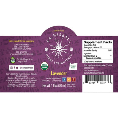Sun God Medicinals Organic Lavender Tincture – 30ml