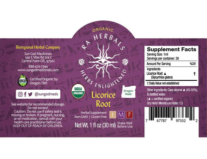 Sun God Medicinals Organic Licorice Root Tincture – 30ml