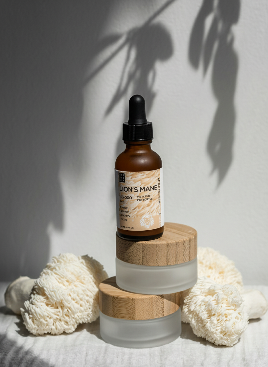 Grounded Lion’s Mane Mushroom Drops – 60ml – bottle on display