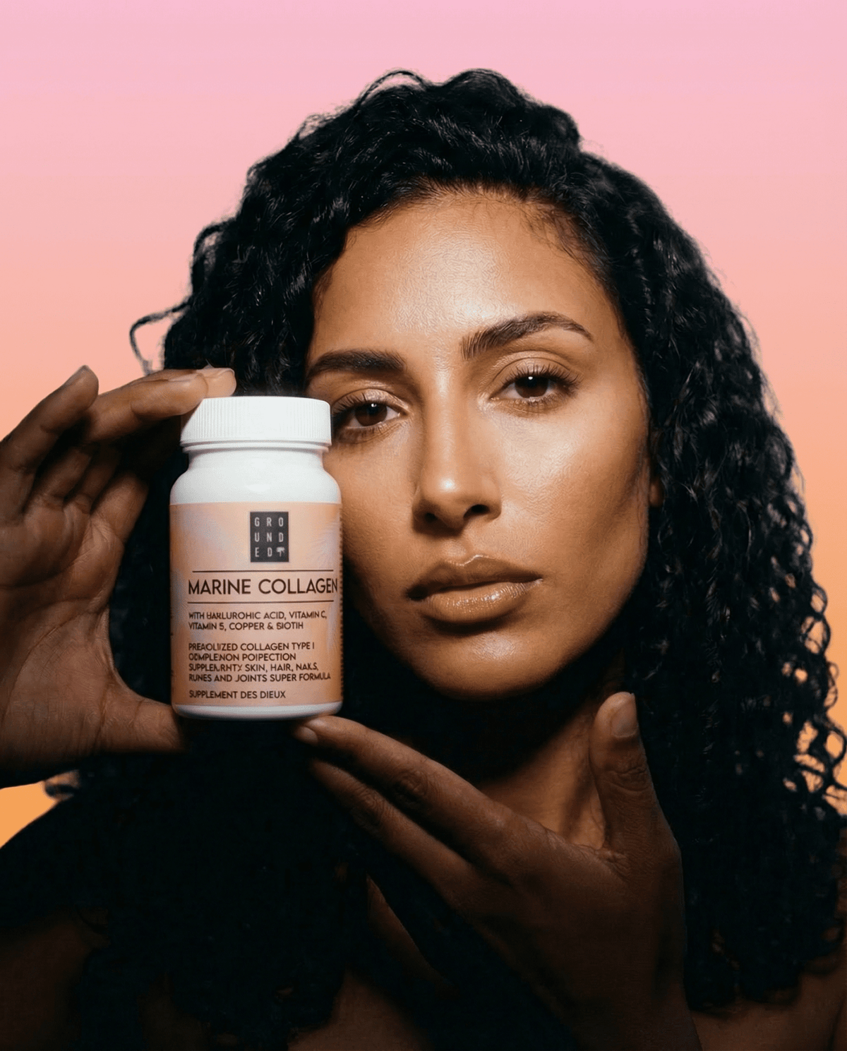 Grounded Marine Collagen Complex Tablets – tablet bottle held by customer