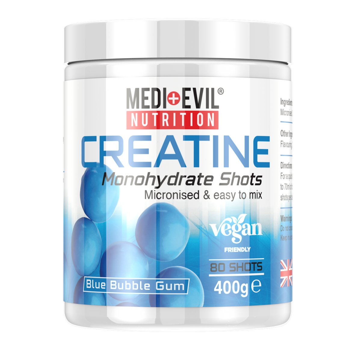 Creatine Monohydrate Shots 400g in Blue Bubblegum flavour