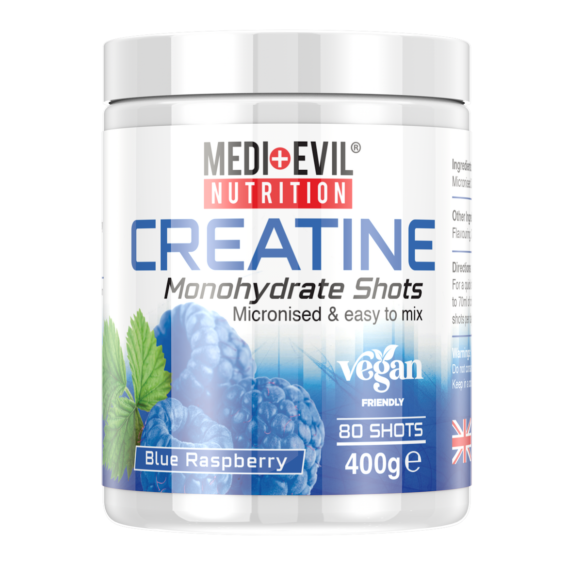 Creatine Monohydrate Shots 400g in Blue Raspberry flavour