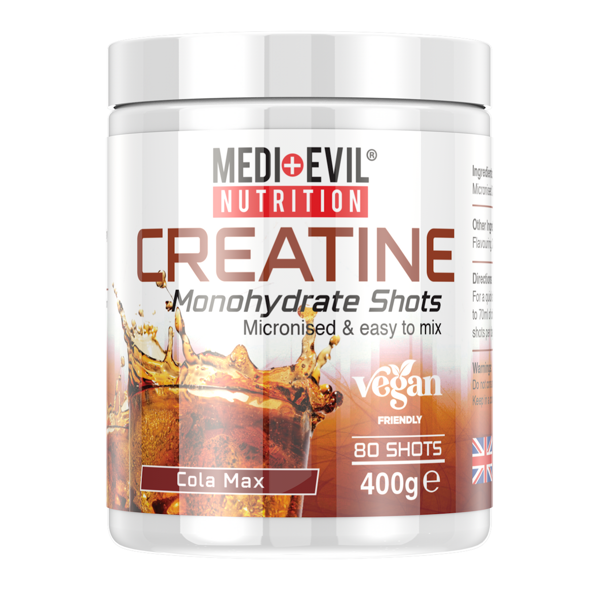 Creatine Monohydrate Shots 400g in Cola Max flavour