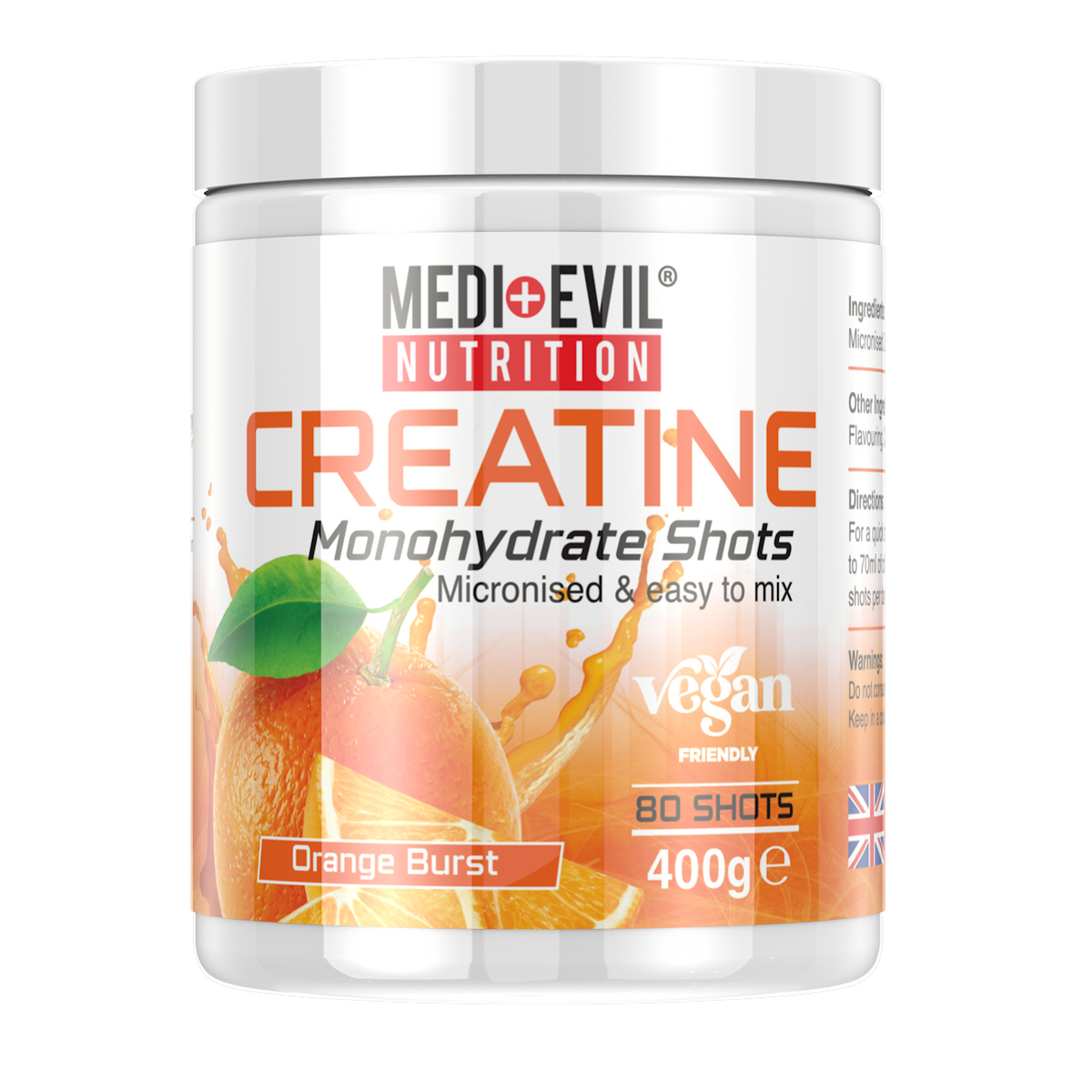 Creatine Monohydrate Shots 400g in Orange Burst flavour