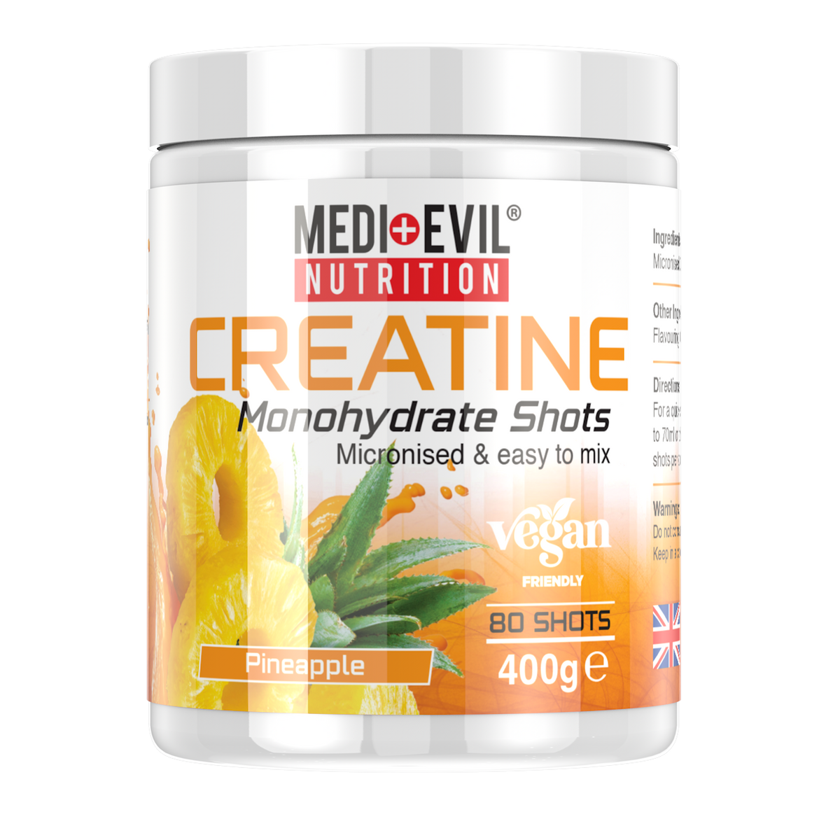 Creatine Monohydrate Shots 400g in Pineapple flavour