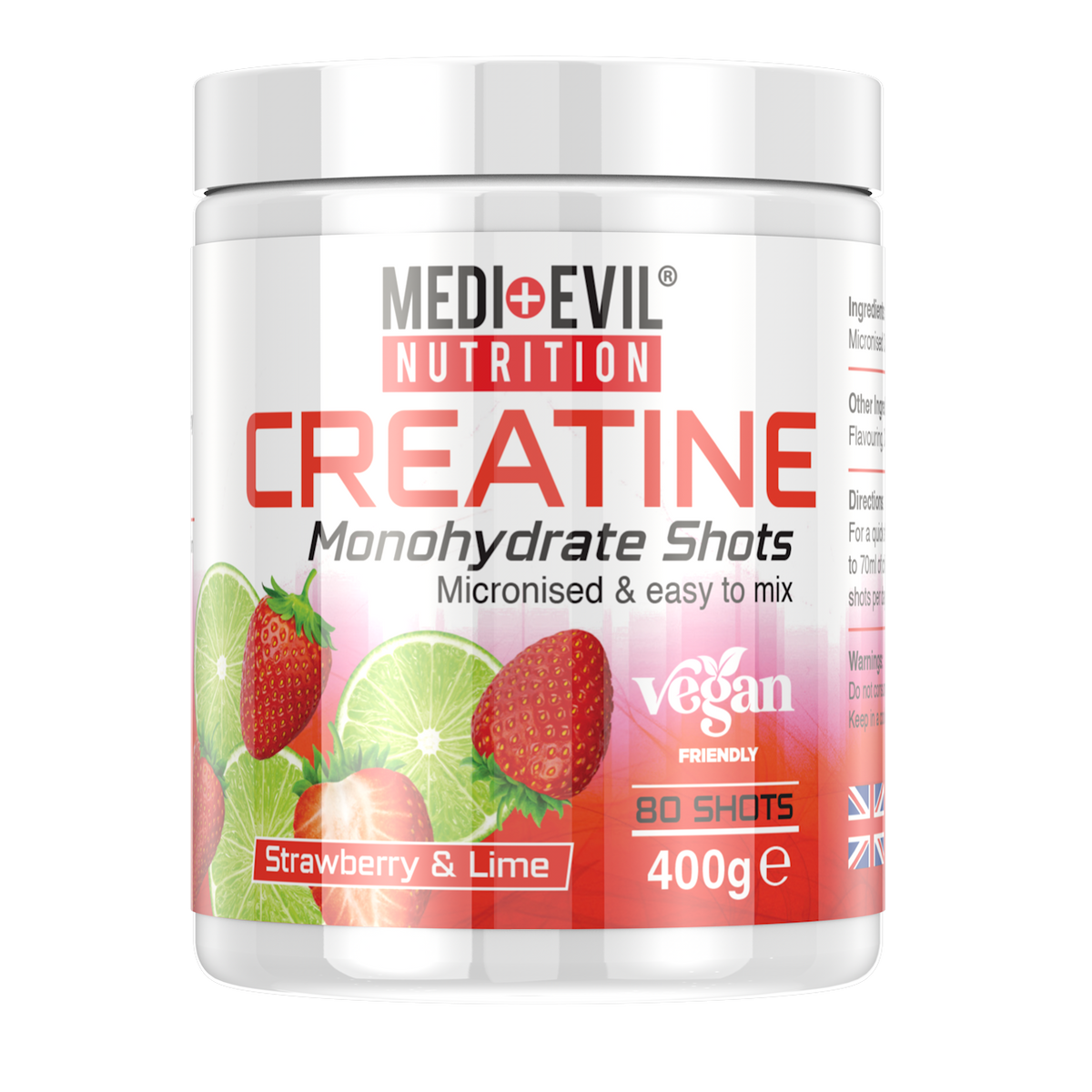 Creatine Monohydrate Shots 400g in Strawberry and Lime flavour