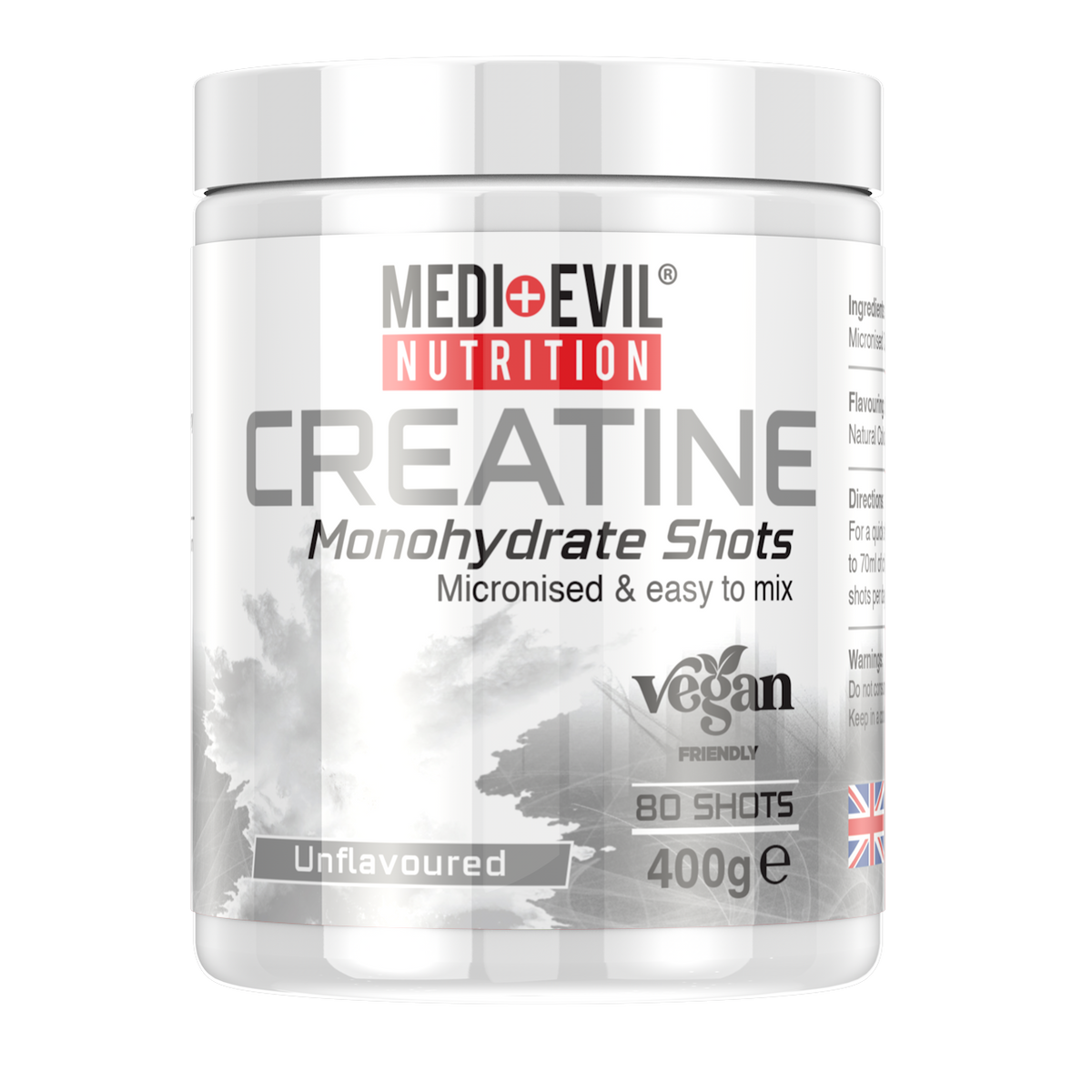 Creatine Monohydrate Shots 400g in Unflavoured option