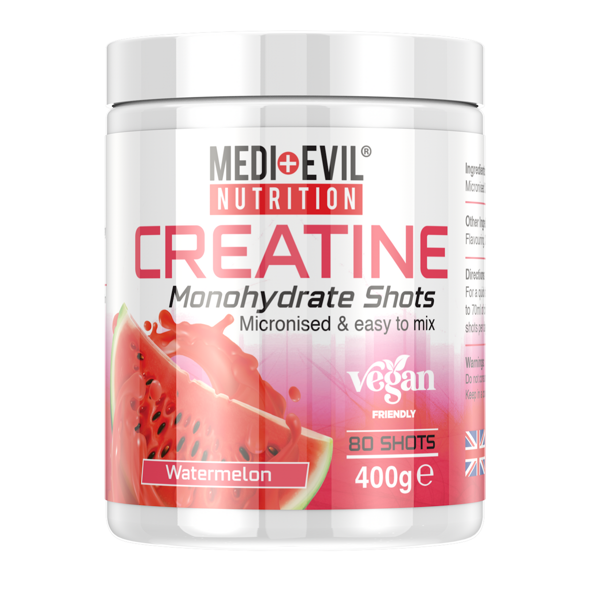 Creatine Monohydrate Shots 400g in Watermelon flavour