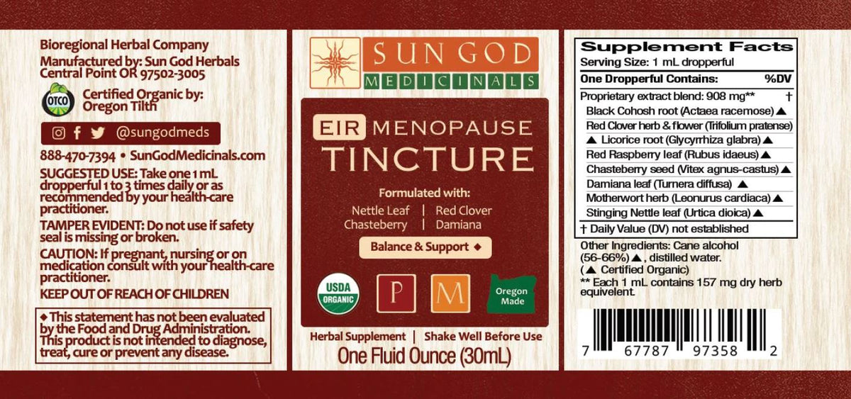 Sun God Medicinals Eir Menopause Organic Herbal Tincture – 30ml