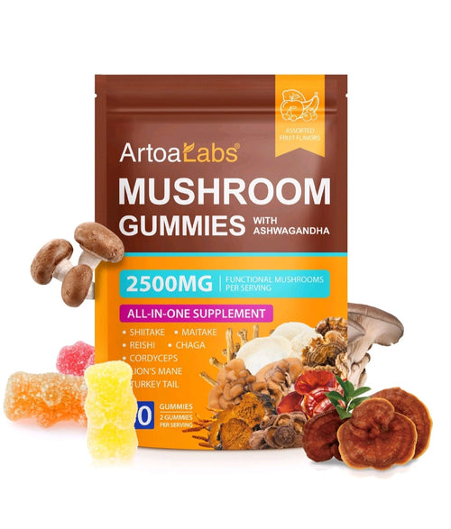 Mushroom Gummies with Ashwagandha 2500mg for focus, energy and immune support