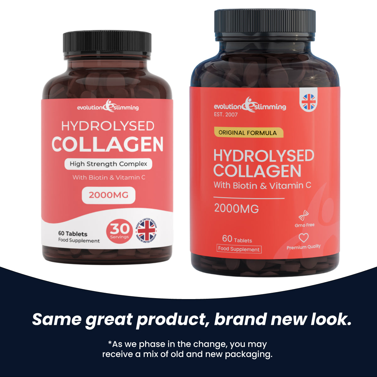 Hydrolysed Collagen 2000mg with Vitamin C & Biotin – updated product packaging