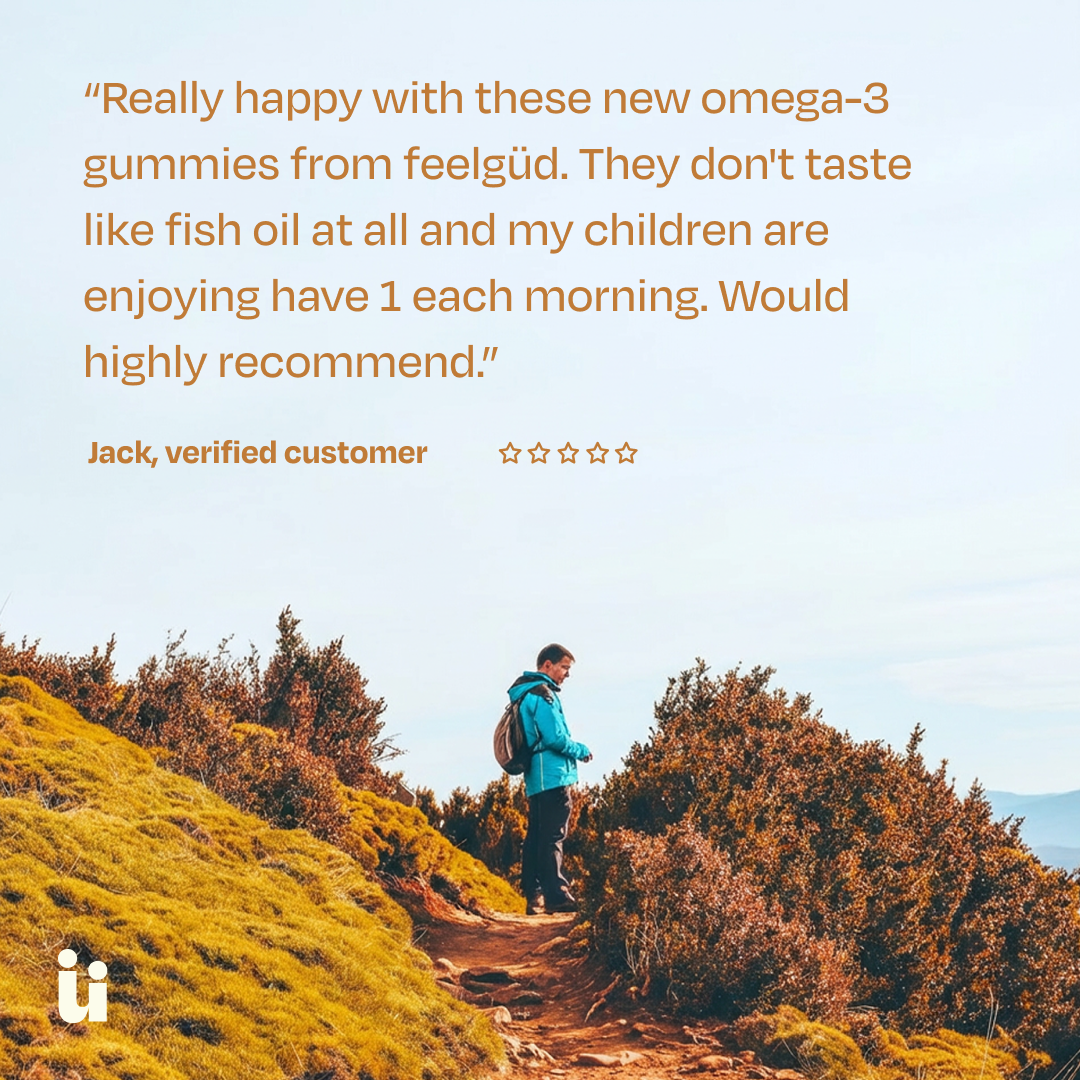 FeelGüd Omega-3 Gummies – customer review graphic