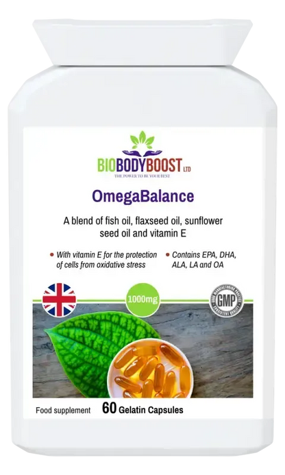 BioBodyBoost OmegaBalance Omega 3, 6 & 9 – 60 Capsules – product packaging, view 1