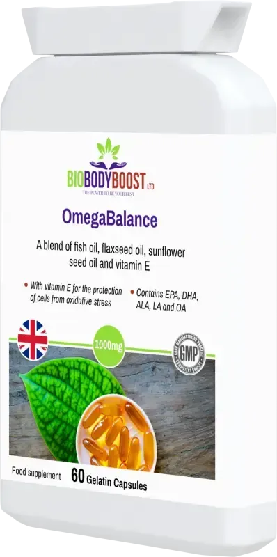 BioBodyBoost OmegaBalance Omega 3, 6 & 9 – 60 Capsules – product packaging, view 3