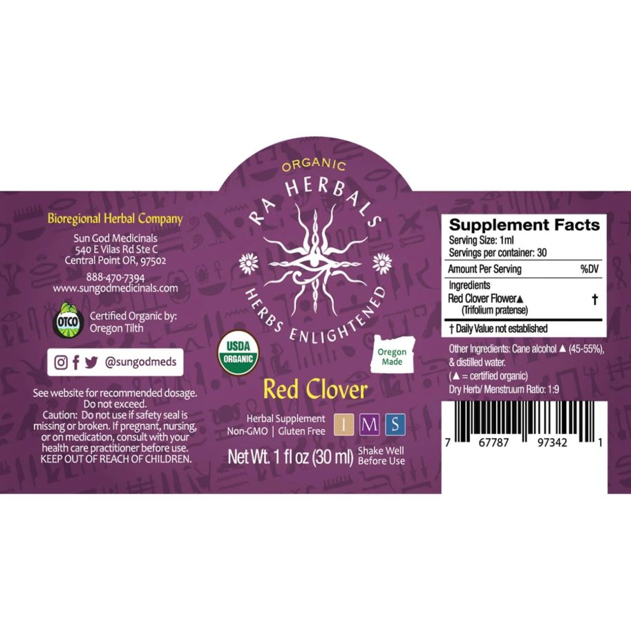 Sun God Medicinals Organic Red Clover Tincture – 30ml