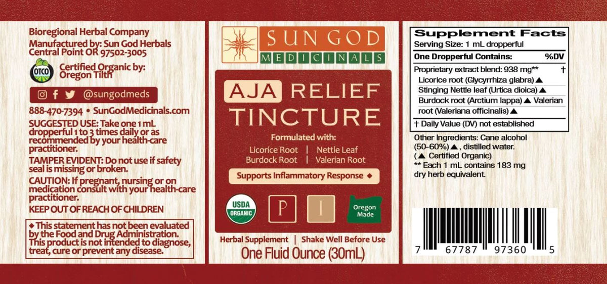 Sun God Medicinals Aja Relief Organic Herbal Tincture – 30ml