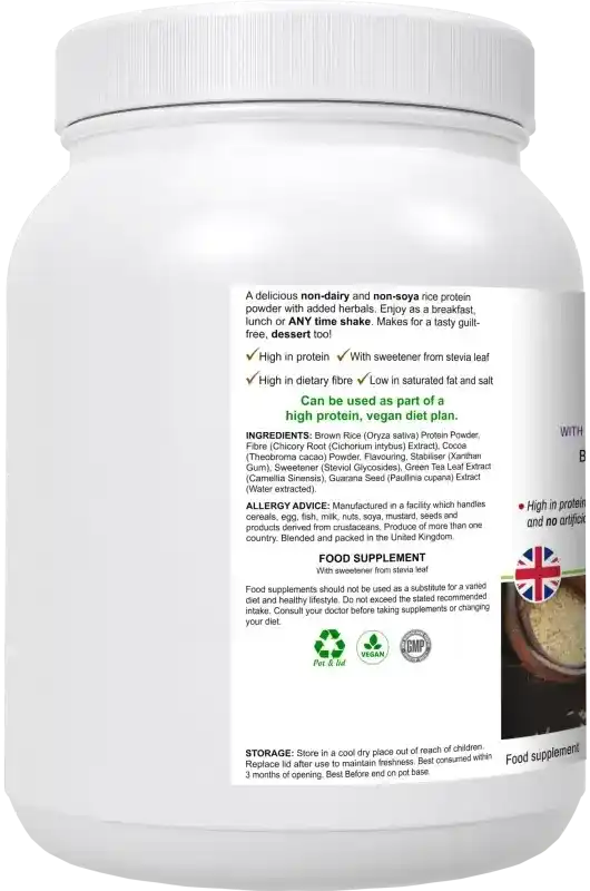 BioBodyBoost RicePro Chocolate Rice Protein – 500g – product packaging, view 3