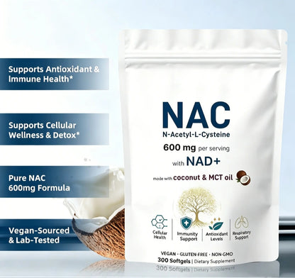 NAC 600mg with NAD+ Softgels 300 Capsules