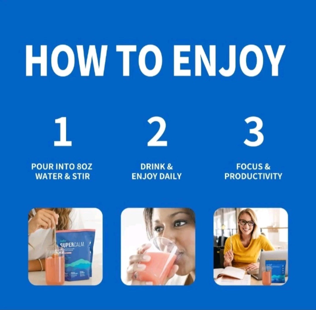Instructions on how to enjoy a product with images and text on a blue background
