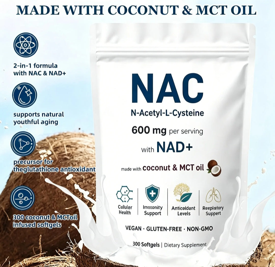 NAC 600mg with NAD+ Softgels 300 Capsules