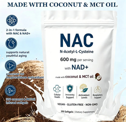 NAC 600mg with NAD+ Softgels 300 Capsules