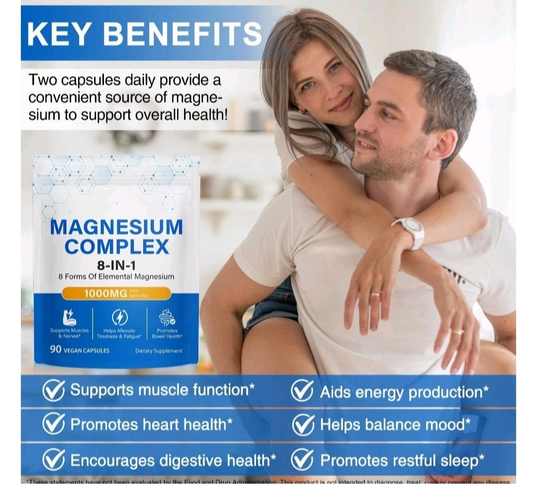 Supplement package with a couple embracing, highlighting key benefits on a white background.