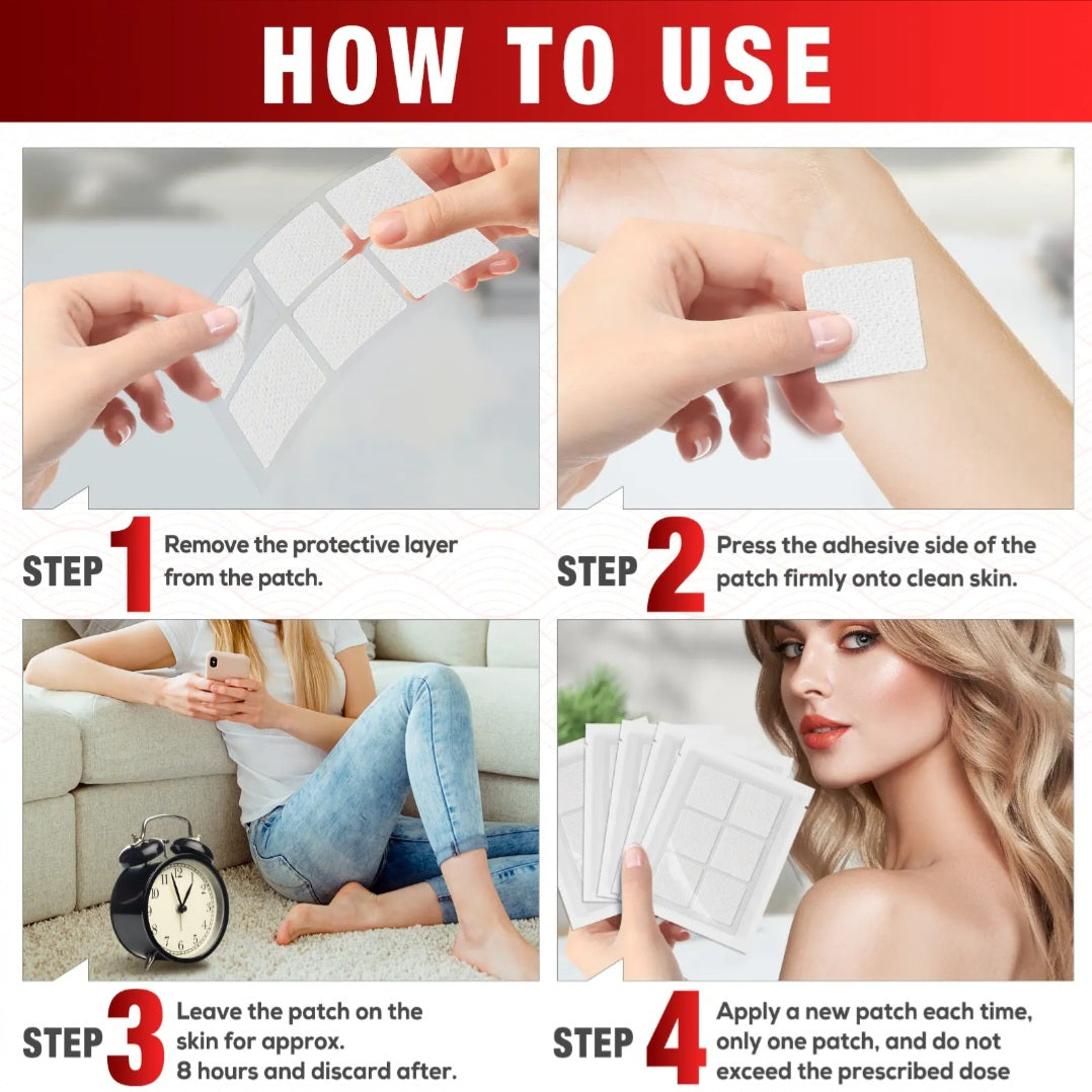 Instructions on how to use a patch with images and text.