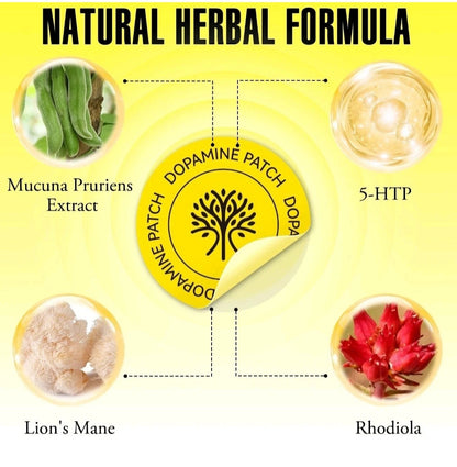 Dopamine Patch with natural ingredients on a yellow background