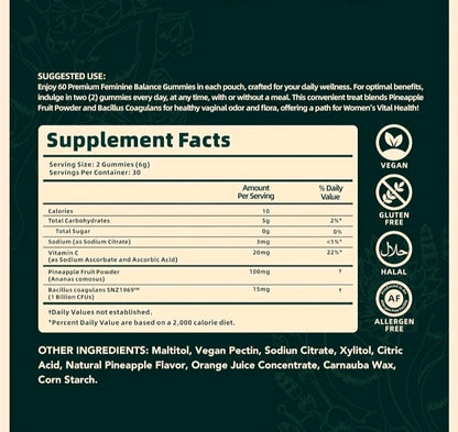 Premium Feminine Balance Gummies | Women's Probiotic & Vaginal Flora Support