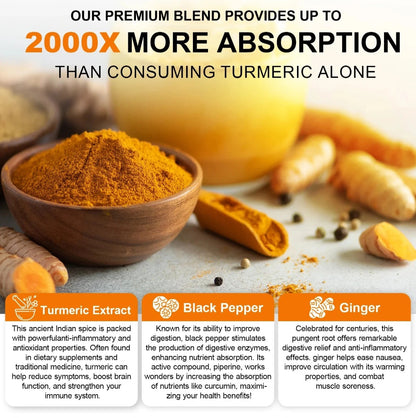 Turmeric powder in a wooden bowl with turmeric roots and a bowl of liquid on a light background, highlighting health benefits.