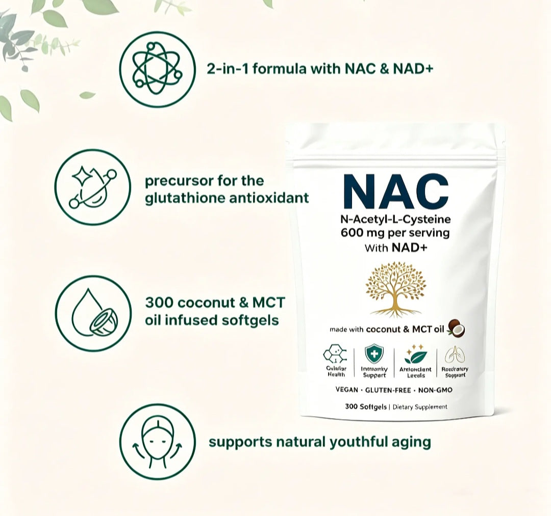 NAC 600mg with NAD+ Softgels 300 Capsules