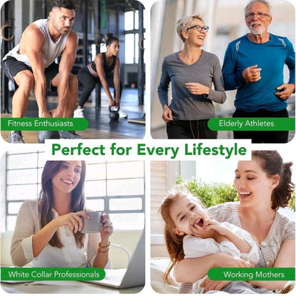Collage of people in various lifestyles with text labels on a white background