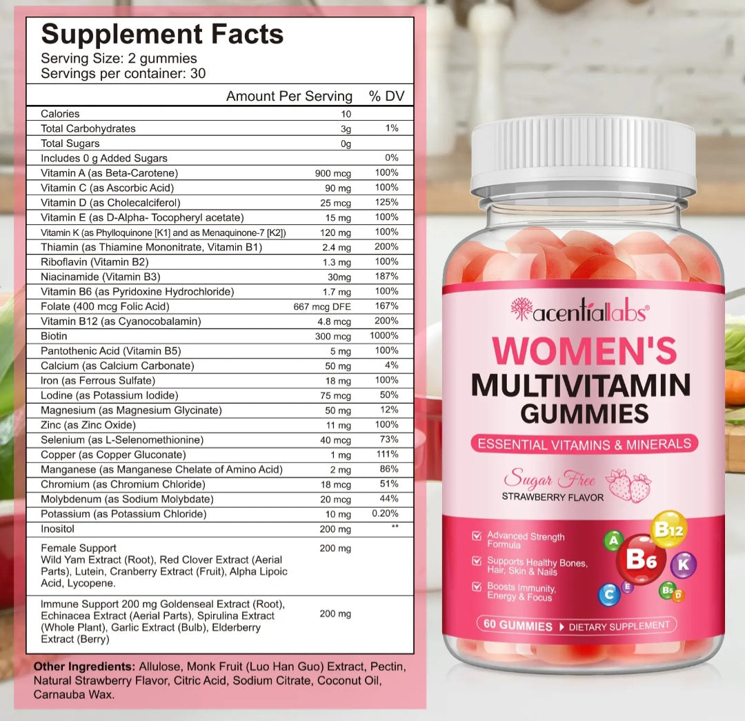 Women’s Multivitamin Gummies – Daily Vitamins & Minerals for Energy, Immunity & Wellness