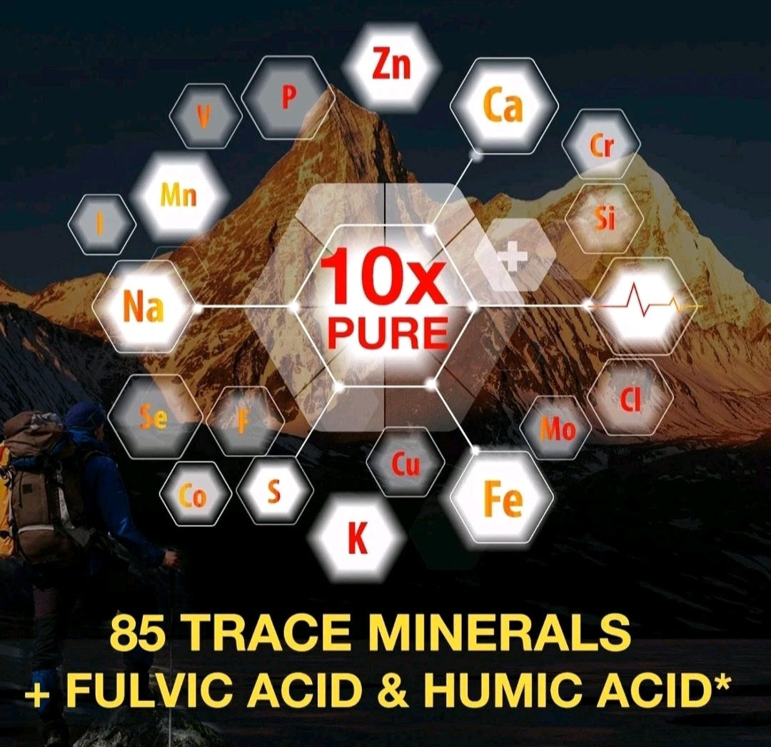Mountainous landscape with chemical elements and '10x Pure' text overlay