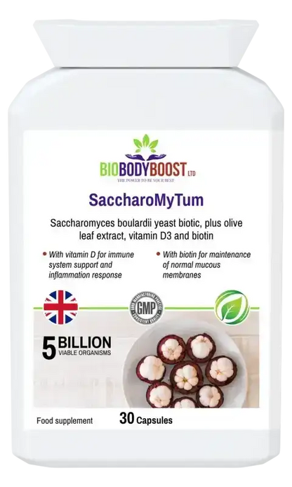 BioBodyBoost SaccharoMyTum Saccharomyces Boulardii – 30 Capsules – product packaging, view 1