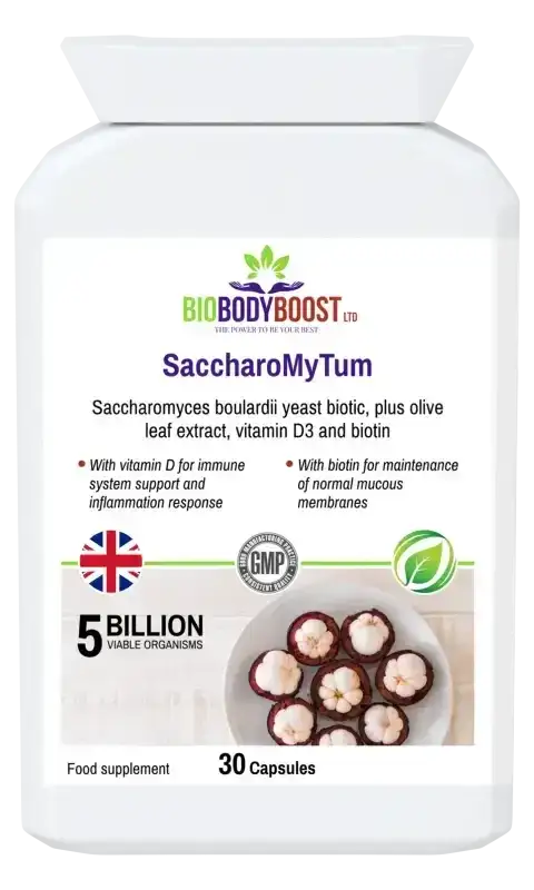 BioBodyBoost SaccharoMyTum Saccharomyces Boulardii – 30 Capsules – product packaging, view 1