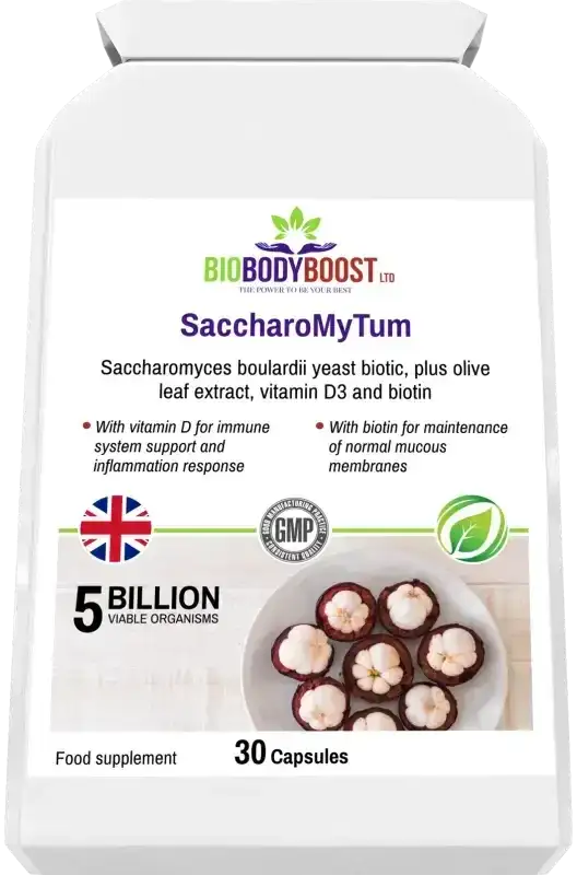 BioBodyBoost SaccharoMyTum Saccharomyces Boulardii – 30 Capsules – product packaging, view 6