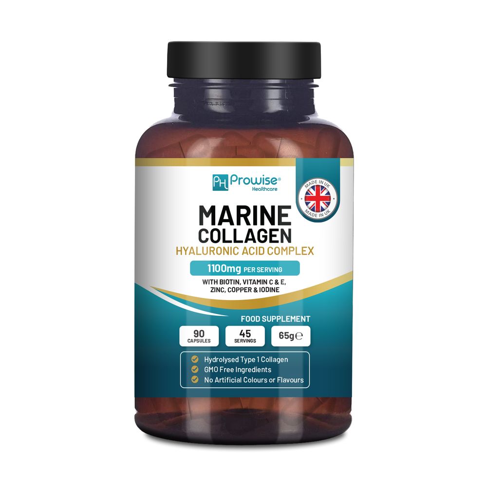 Prowise Marine Collagen & Hyaluronic Acid Complex – 90 Capsules – front of 90-capsule pack