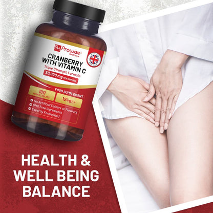 Prowise Cranberry 30,000mg Equivalent & Vitamin C – 180 Tablets – cranberry product lifestyle infographic